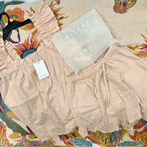 Piyama Women's Blush Pink Ruffle Pajama Set